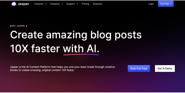 Jasper AI Home Page