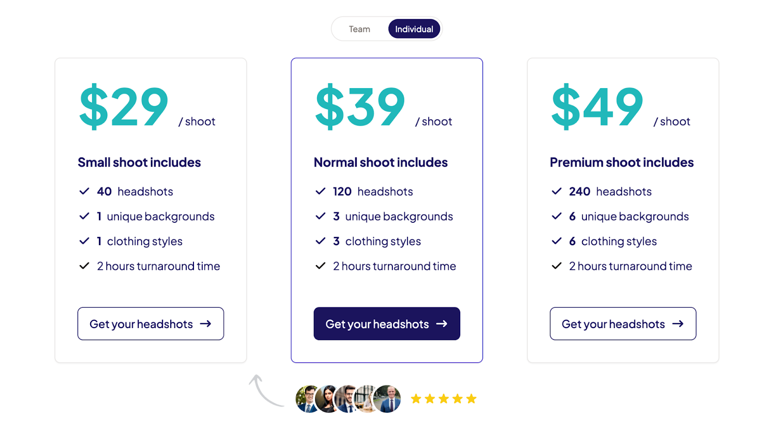 Headshot Pro pricing