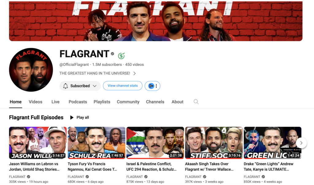 Flagrant Youtube Channel Screenshot