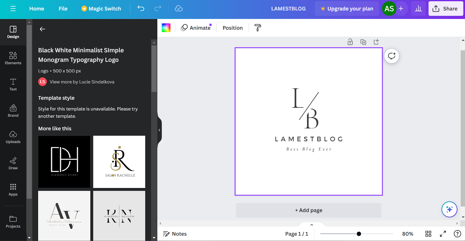 Canva Logo design screenshot