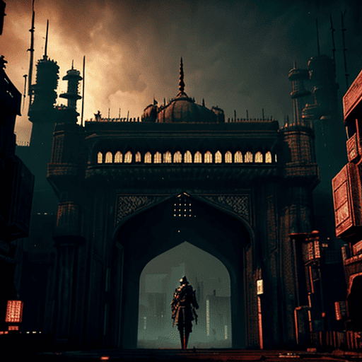 Image of scary dystopian Tah Mahal generated by Dezgo