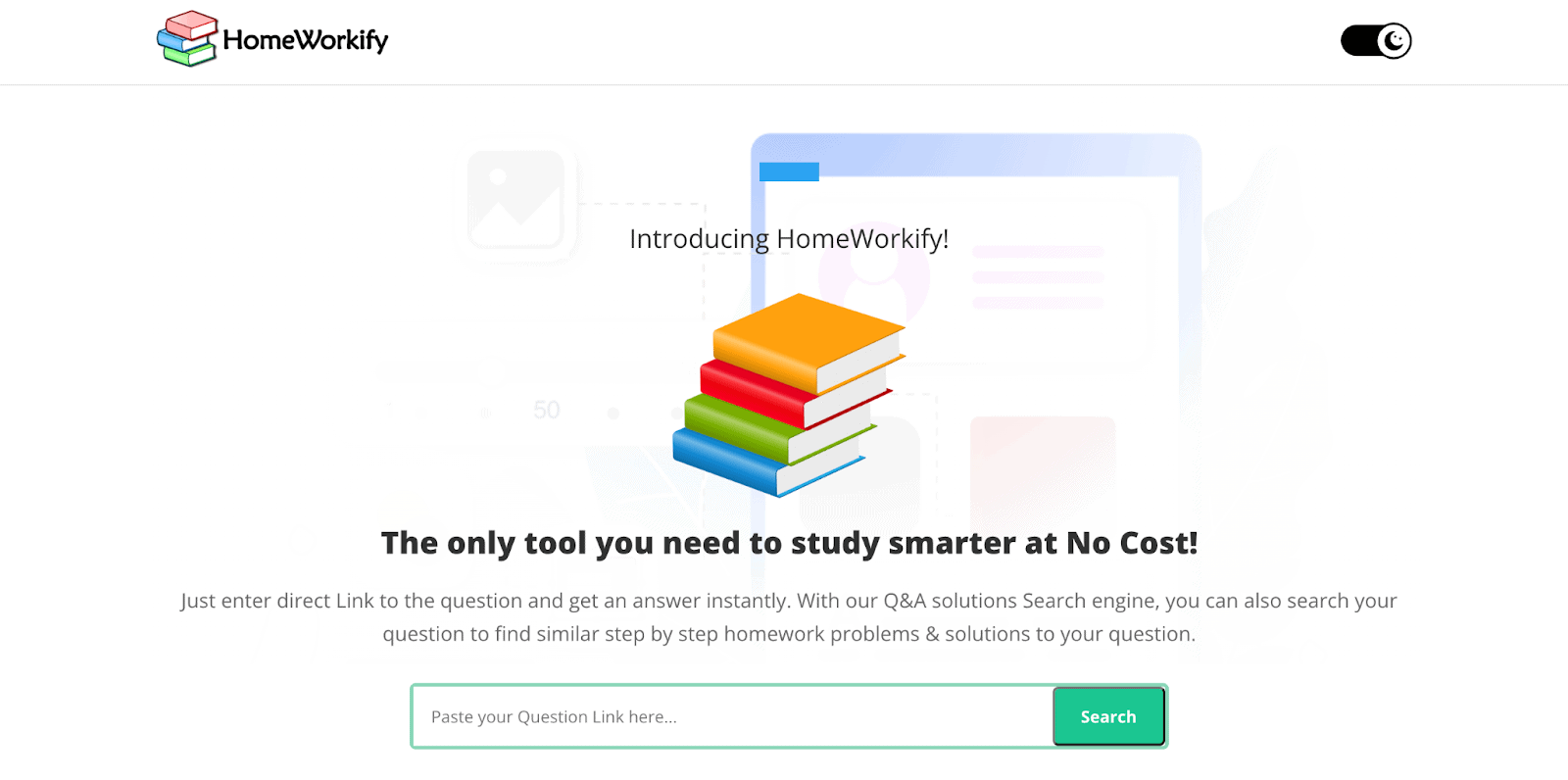Homeworkify home page screenshot